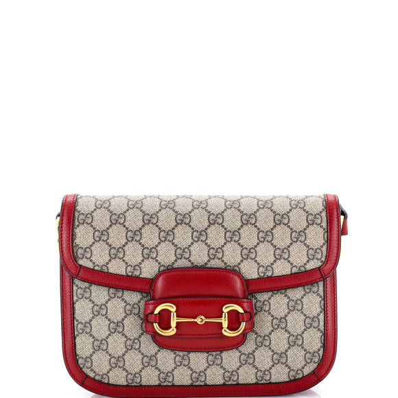 Gucci Small Horsebit 1955 Shoulder Bag GG Coated Canvas with Leather - Picture 1 of 5